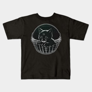 Cute Kitten In A Basket Kids T-Shirt